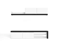 Skraut Home Móvel De Tv*Salão Idem "Blanco", /Preto, 200x40x180cm Branco