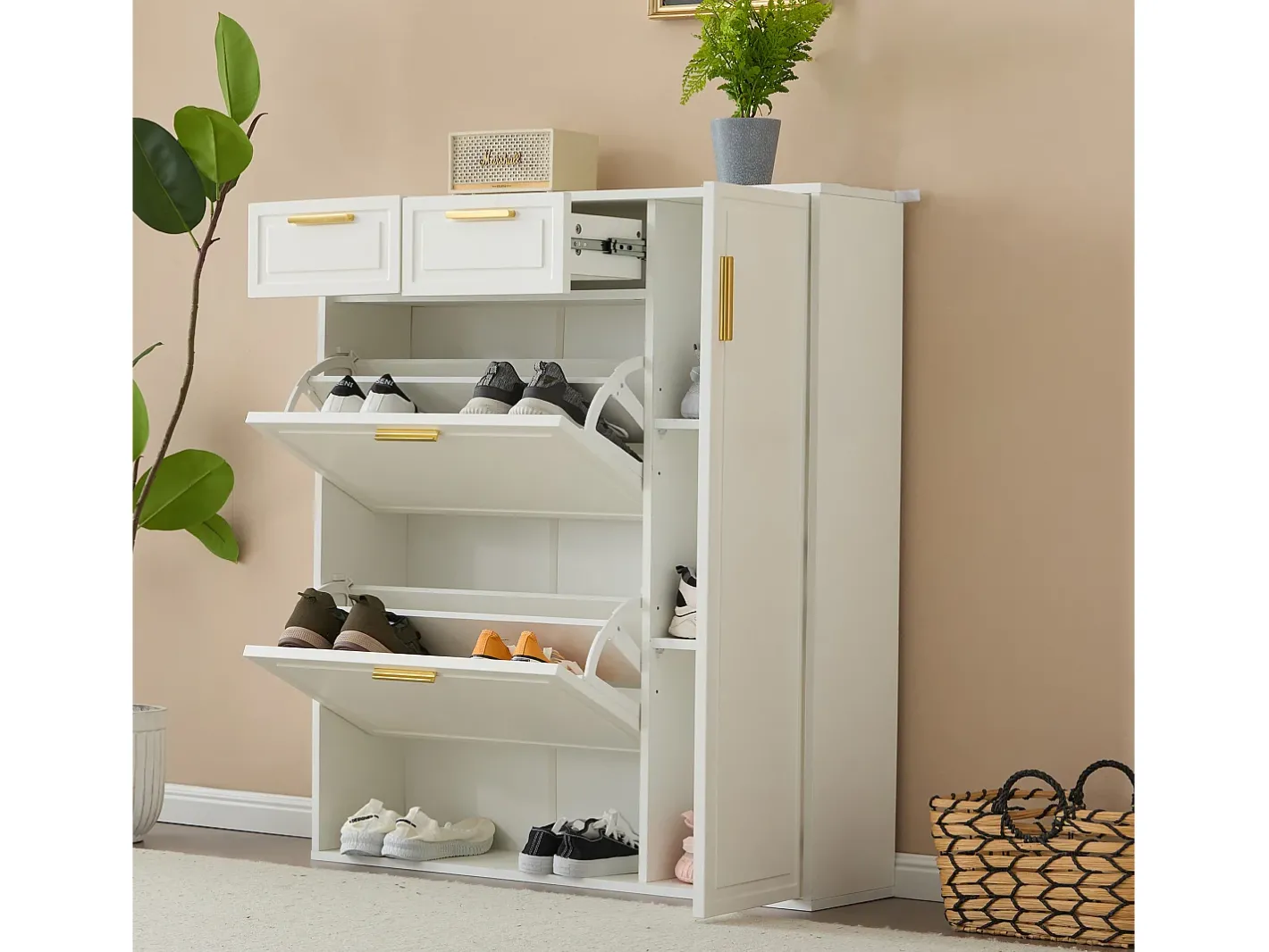 Sapateira - 3 abas, 2 gavetas e 2 prateleiras -^ModernLuxe Discount