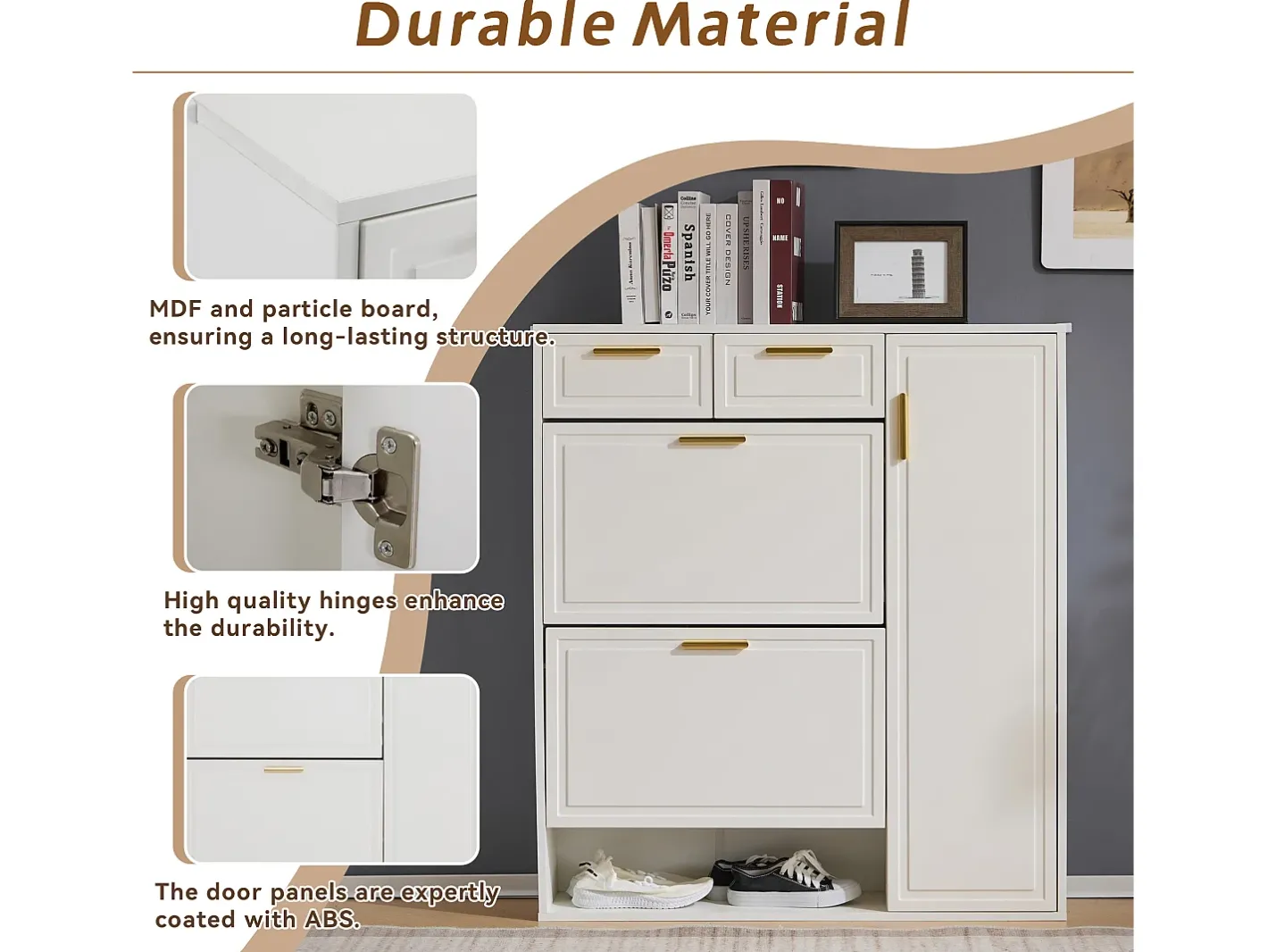 Sapateira - 3 abas, 2 gavetas e 2 prateleiras -^ModernLuxe Discount
