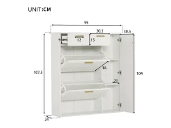 Sapateira - 3 abas, 2 gavetas e 2 prateleiras -^ModernLuxe Discount