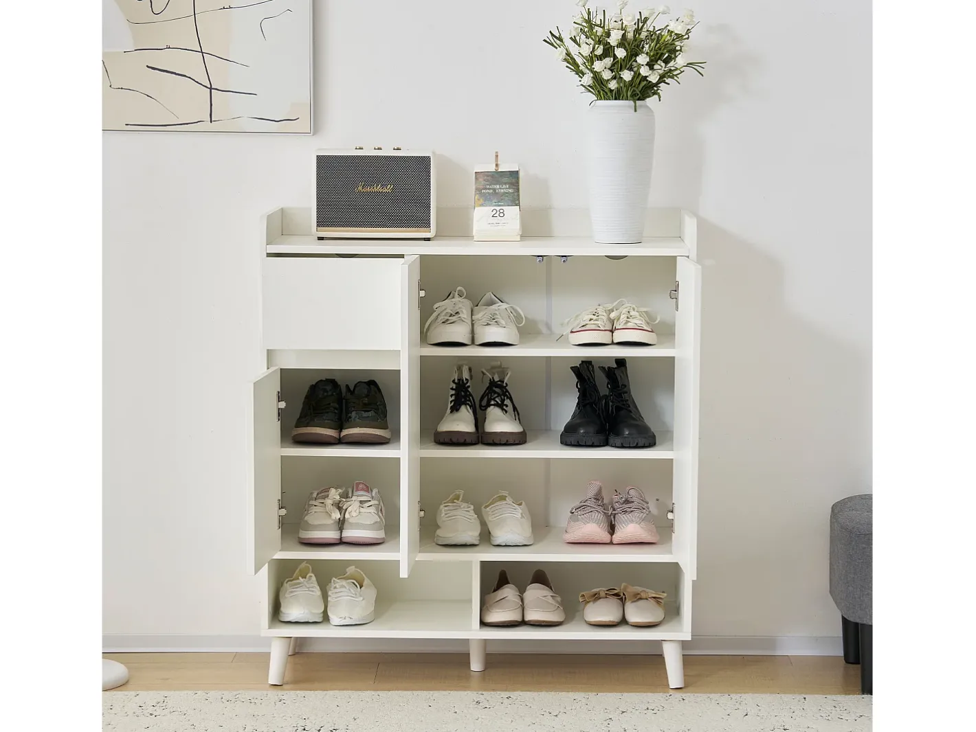 Sapateira - 7 compartimentos e 1 gaveta - com prateleiras reguláveis -^ModernLuxe Outlet