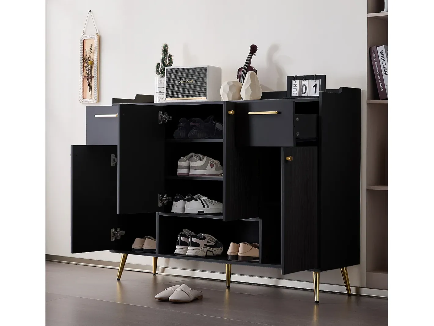Clearance Sapateira - 2 gavetas + 4 portas + compartimento aberto - Móvel De Arrumação|Sapateira