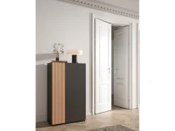 Best Sapateira - A122cm x L70cm x P35cm grafite porta serigrafada serrado - Akra Móvel De Arrumação|Sapateira
