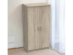 Sapateira 0, Armário multifuncional, Armário de arrumação com prateleiras, Sapateira com duas portas e 6 prateleiras, 55x36h108 cm, Carvalho*Dmora