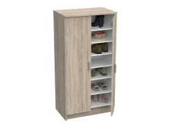 Sapateira 0, Armário multifuncional, Armário de arrumação com prateleiras, Sapateira com duas portas e 6 prateleiras, 55x36h108 cm, Carvalho*Dmora
