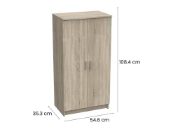 Sapateira 0, Armário multifuncional, Armário de arrumação com prateleiras, Sapateira com duas portas e 6 prateleiras, 55x36h108 cm, Carvalho*Dmora