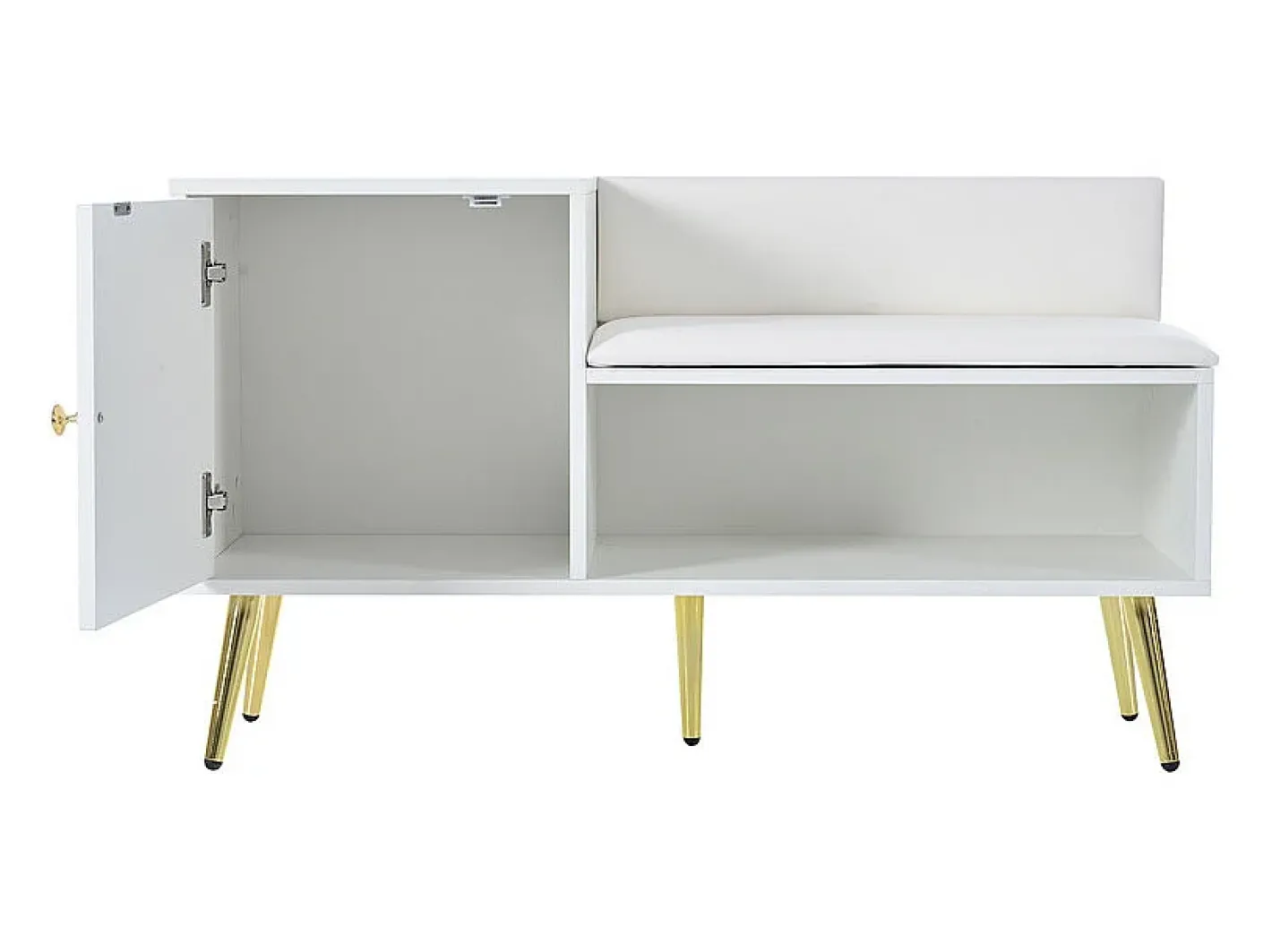 Sapateira - com banco e 2 compartimentos - com puxadores e pés metálicos - estilo moderno -*ModernLuxe Sale