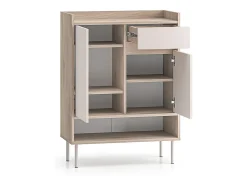 Petits-Meubles Móvel De Arrumação|Sapateira*Sapateira 2 portas 1 gaveta Alos caxemira e madeira 95cm Bege