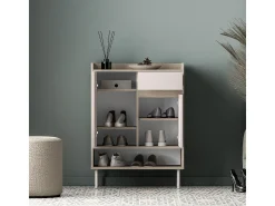Petits-Meubles Móvel De Arrumação|Sapateira*Sapateira 2 portas 1 gaveta Alos caxemira e madeira 95cm Bege