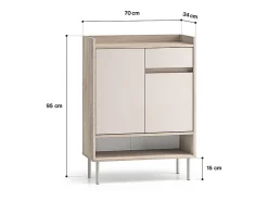 Petits-Meubles Móvel De Arrumação|Sapateira*Sapateira 2 portas 1 gaveta Alos caxemira e madeira 95cm Bege