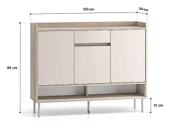 Sapateira 3 portas 1 gaveta Alos caxemira e madeira 95cm*Petits-Meubles Online