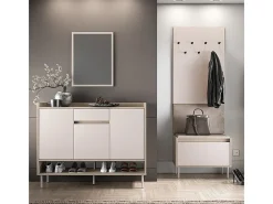 Sapateira 3 portas 1 gaveta Alos caxemira e madeira 95cm*Petits-Meubles Online