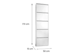 Sapateira 0, Sapateira com portas de entrada metálicas, Sapateira linear moderna em , 50x15h169 cm, com 5 portas*Dmora Sale