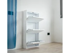 Sapateira 0, Sapateira com portas sanfonadas para entrada em metal, Sapateira linear moderna em , 50x15h103 cm, com 3 portas^Dmora Outlet