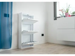 Sapateira 0, Sapateira com portas sanfonadas para entrada em metal, Sapateira linear moderna em , 50x15h103 cm, com 3 portas^Dmora Outlet