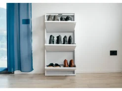 Sapateira 0, Sapateira com portas sanfonadas para entrada em metal, Sapateira linear moderna em , 50x15h103 cm, com 3 portas^Dmora Outlet