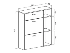 Skraut Home Móvel De Arrumação|Sapateira*Sapateira cor Cinzento antracite e Carvalho, 90x26x102cm Natural claro
