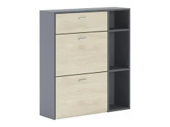 Skraut Home Móvel De Arrumação|Sapateira*Sapateira cor Cinzento antracite e Carvalho, 90x26x102cm Natural claro