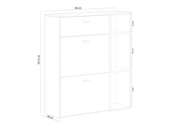 Skraut Home Móvel De Arrumação|Sapateira*Sapateira cor Cinzento antracite e Carvalho, 90x26x102cm Natural claro