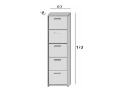 Sapateira Dafne, Móvel de entrada multiuso com 5 portas, Sapateira moderna com prateleiras, 100% Fabricado na Itália, 50x18h178 cm,*Dmora Discount