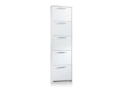 Sapateira Dafne, Móvel de entrada multiuso com 5 portas, Sapateira moderna com prateleiras, 100% Fabricado na Itália, 50x18h178 cm,*Dmora Discount
