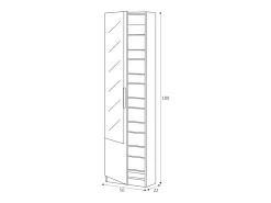 Sapateira Dcozzol, Sapateira alta com 1 porta, Sapateira moderna, Armário de entrada com espelho, 50x22h180 cm,^Dmora Outlet