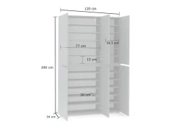 Sapateira Ddomingue, Armário de sapato, Armário de entrada multiuso, Armário de calçado, Made in Italy, 122x34h200 cm, Cinza*Dmora Hot