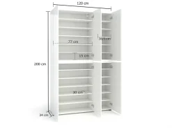 Sapateira Ddomingue, Sapateira, Guarda-roupa da ingResso multiuso, Armário para calçado, Made in Italy, 122x34h200 cm, brilhante*Dmora Sale