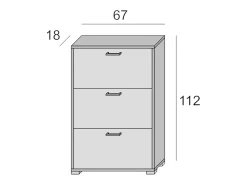 Sapateira Dferrari, móvel de entrada multiuso com 3 portas sanfonadas, sapateira moderna, 100% Made in Italy, 67x18h112 cm, e Cimento^Dmora Outlet