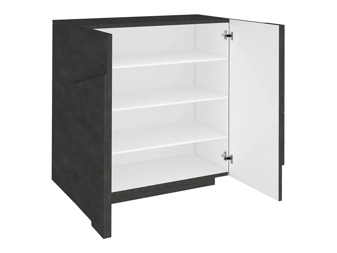 Sapateira Dfogl, Armário multiuso com 2 portas, Sapateira de entrada, 100% Fabricado na Itália, 81x38h86 cm, Ardósia com detalhe Móvel De Arrumação|Sapateira