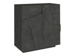 Sapateira Dfogl, Armário multiuso com 2 portas, Sapateira de entrada, 100% Fabricado na Itália, 81x38h86 cm, Ardósia com detalhe Móvel De Arrumação|Sapateira