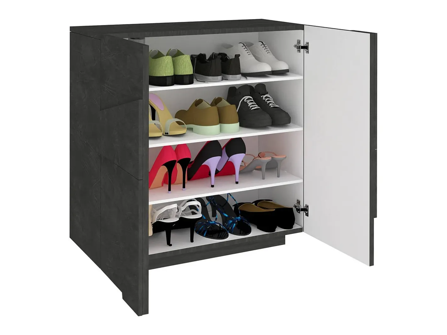 Sapateira Dfogl, Armário multiuso com 2 portas, Sapateira de entrada, 100% Fabricado na Itália, 81x38h86 cm, Ardósia com detalhe Móvel De Arrumação|Sapateira