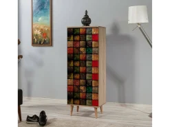 Sapateira DgranDin, armário de sapatos, armário de entrada multiusos, armário de calçado, 50x38h135 cm, carvalho e multicolorido^Dmora Hot