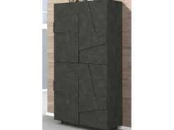 Sapateira Dlerd, Armário multiuso com 4 portas articuladas, Sapateira de entrada, 100% Fabricado na Itália, 81x38h167 cm, Ardósia Móvel De Arrumação|Sapateira