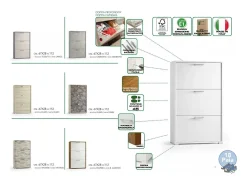 Sapateira Dlos, Móvel de entrada multiuso com 3 portas sanfonadas, Sapateira de dupla profundidade, 100% Fabricado na Itália, 67x28h112 cm, Cimento*Dmora Clearance