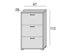 Sapateira Dlos, móvel de entrada multiuso com 3 portas sanfonadas, sapateira de dupla profundidade, 100% Fabricado na Itália, 67x28h112 cm, Cimento e Azul Claro*Dmora Outlet