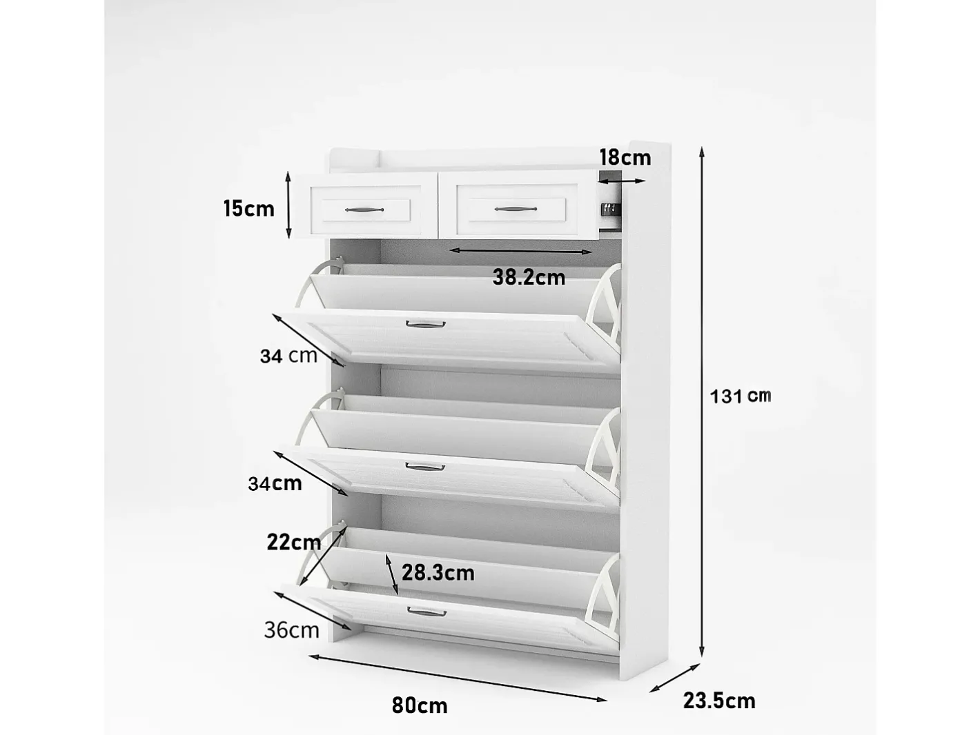 Sapateira em aglomerado de partículas - 3 portas de batente e 2 gavetas -*ModernLuxe New