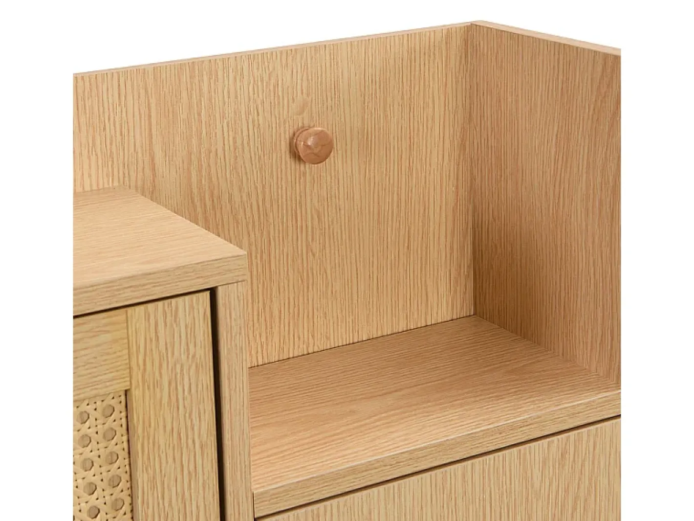 Clearance Sapateira em madeira e rattan - 3 portas de aba e 1 gaveta - prateleira ajustável - Natural & Branco Móvel De Arrumação|Sapateira