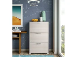 Sapateira Iris, Móvel de entrada multiuso com 3 portas sanfonadas, Sapateira moderna, 100% Fabricado na Itália, 67x18h112 cm, Lariço^Dmora Clearance