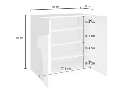 Sapateira Joel, Armário multiuso com 2 portas, Sapateira de entrada, 100% Fabricado na Itália, 81x38h86 cm, brilhante com detalhe*Dmora Sale
