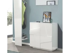 Sapateira Joel, Armário multiuso com 2 portas, Sapateira de entrada, 100% Fabricado na Itália, 81x38h86 cm, brilhante com detalhe*Dmora Sale