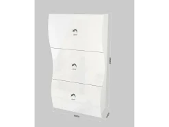 Sapateira Leonardo, Armário multiuso com 3 portas, Sapateira de entrada, 100% Fabricado na Itália, 71x27h122 cm, brilhante*Dmora New