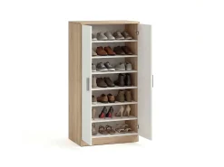 duehome Móvel De Arrumação|Sapateira*Sapateira Liam 55 Roble Canadian - Blanco Artik (Blanco Mate) Castanho / Branco