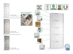 Sapateira Margherita, Móvel de entrada multiuso com 5 portas sanfonadas, Sapateira moderna, 100% Fabricado na Itália, 67x18h184 cm,*Dmora Discount