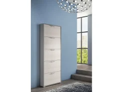 Sapateira Margherita, Móvel de entrada multiuso com 5 portas sanfonadas, Sapateira moderna, 100% Fabricado na Itália, 67x18h184 cm, Larício*Dmora