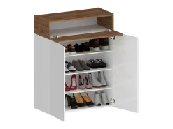 Sapateira Oliviero, Sapateira com 3 portas,Armário de entrada multifuncional, 76x38h100 cm, Branco e Carvalho*Dmora Clearance
