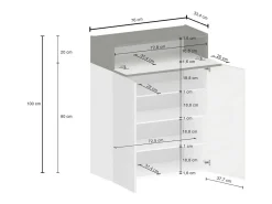 Sapateira Oliviero, Sapateira com 3 portas,Armário de entrada multifuncional, 76x38h100 cm, Branco e Carvalho*Dmora Clearance