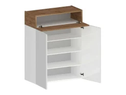 Sapateira Oliviero, Sapateira com 3 portas,Armário de entrada multifuncional, 76x38h100 cm, Branco e Carvalho*Dmora Clearance