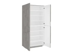 Sapateira Orfeo, Armário multiuso com 4 portas articuladas, Sapateira de entrada, 100% Fabricado na Itália, 81x38h167 cm, Cimento^Dmora Clearance