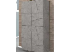 Sapateira Orfeo, Armário multiuso com 4 portas articuladas, Sapateira de entrada, 100% Fabricado na Itália, 81x38h167 cm, Cimento^Dmora Clearance